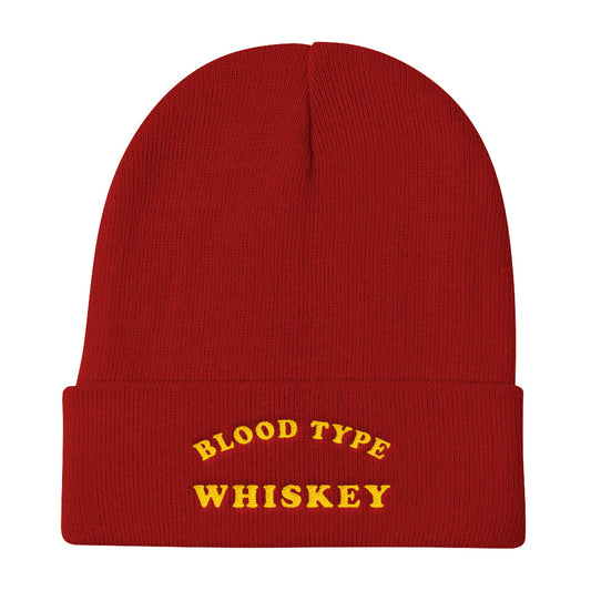Blood Type Whiskey Beanie In Dark Red