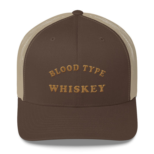 Blood Type Whiskey Retro Trucker Cap In Brown