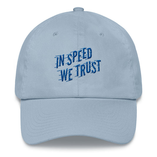 In Speed We Trust Dad Hat In Blue